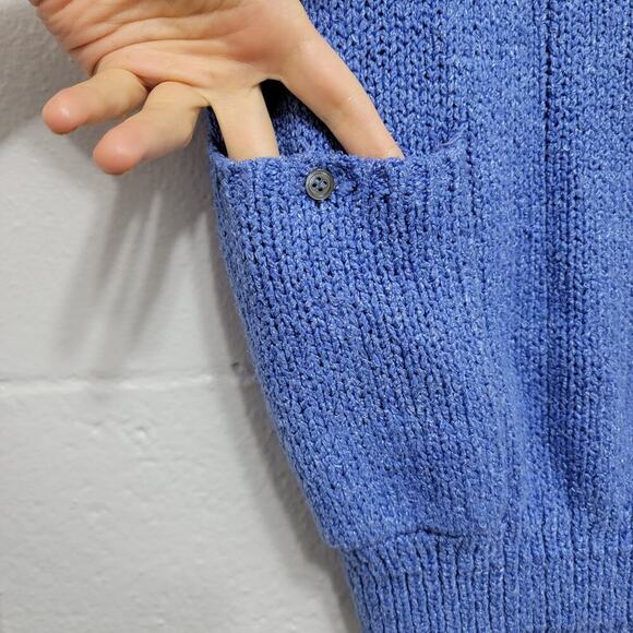 VTG Liz Claiborne Silk Blend Sweater Short Sleeve Blue Purple Periwinkle Med 568 - Picture 4 of 9